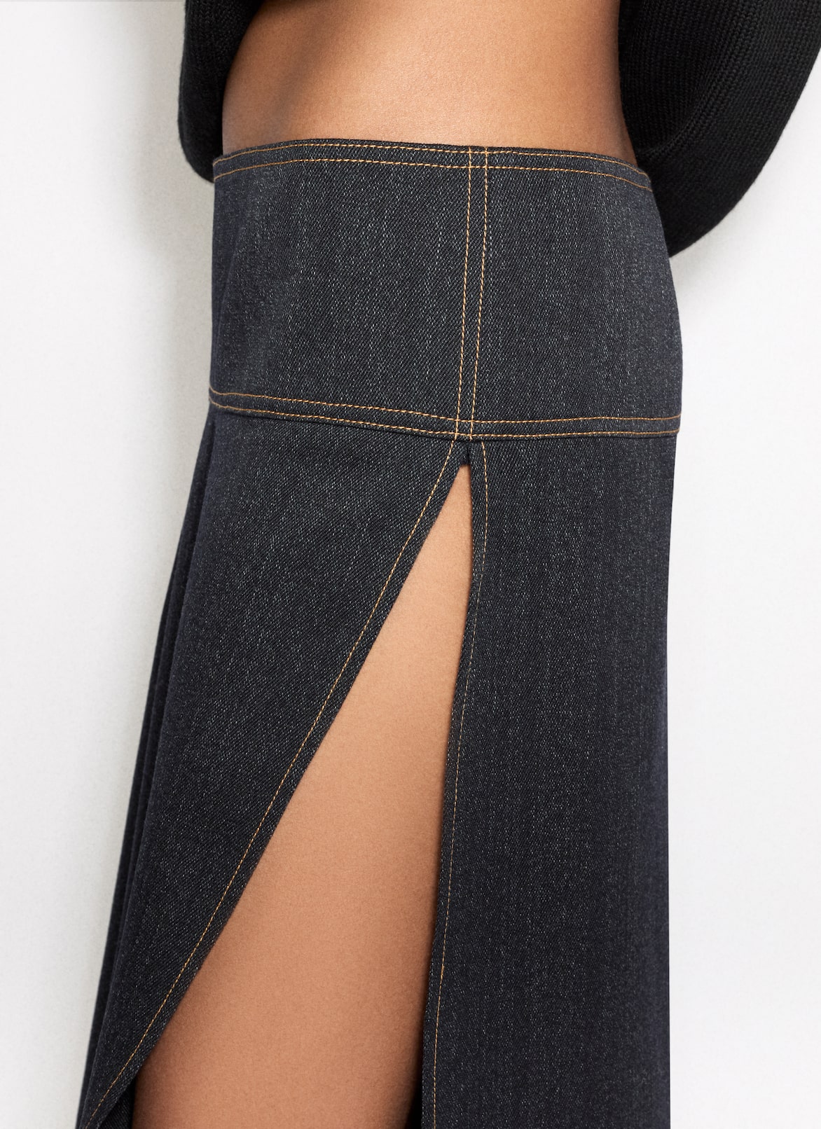 ASYMMETRICAL SKIRT IN WOOL DENIM ALAÏA NIGHT BLUE ASYMMETRICAL SKIRT IN WOOL DENIM